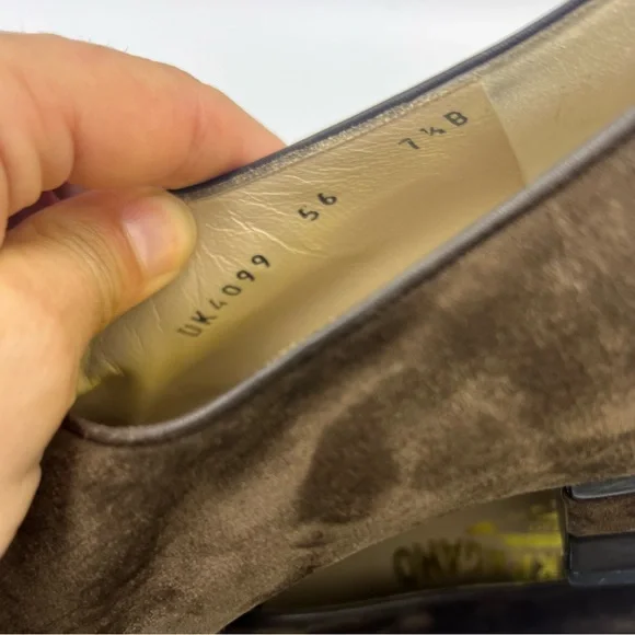 Salvatore Ferragamo Brown Nero Suede Size 7.5 Oxford Heels - Picture 7 of 8